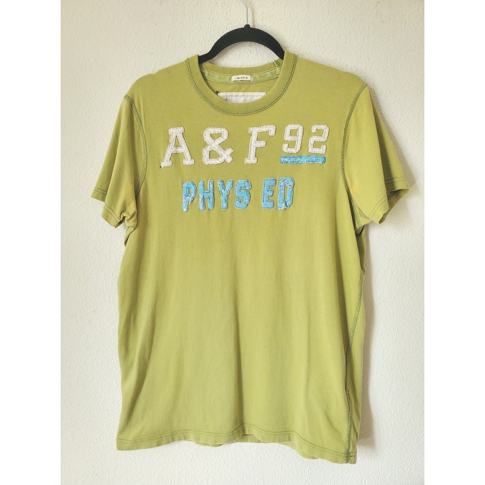 Vintage Y2K Abercrombie & Fitch Mens Muscle Fit t-shirt Large Puff Spellout - Picture 10 of 10
